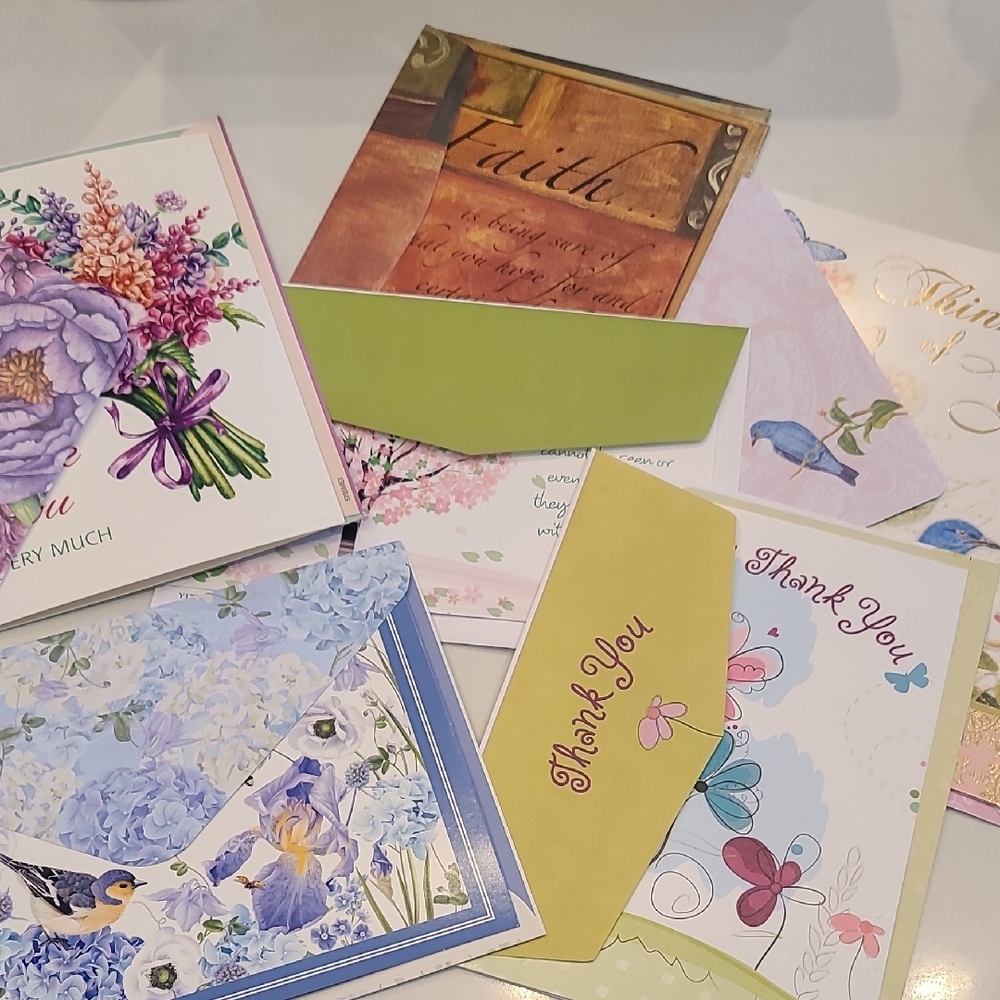 Floral and Thank You Greeting Card Set